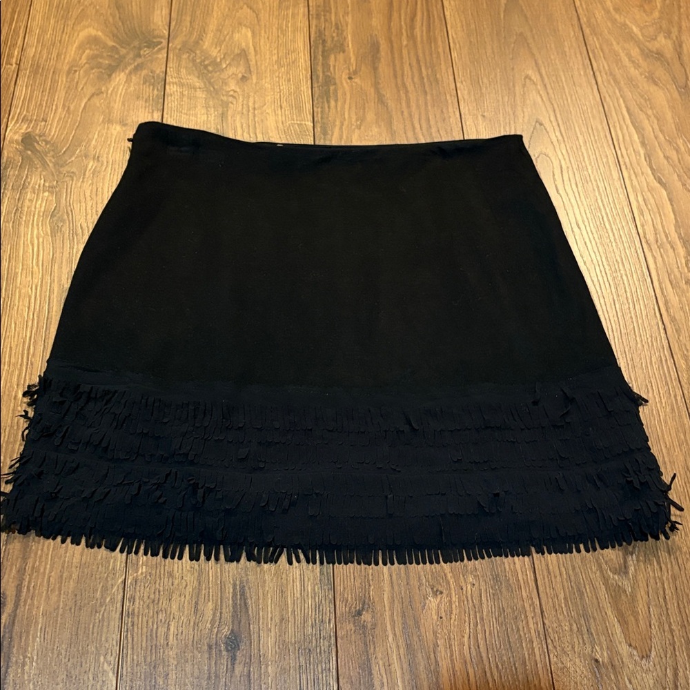 Elie Tahari Black Mini Skirt with Fringe Accent - Picture 5 of 9